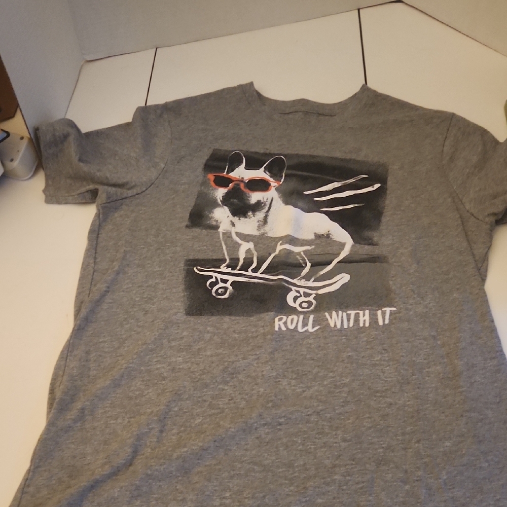 Wonder Nation Gray Skateboarding Dog Tee